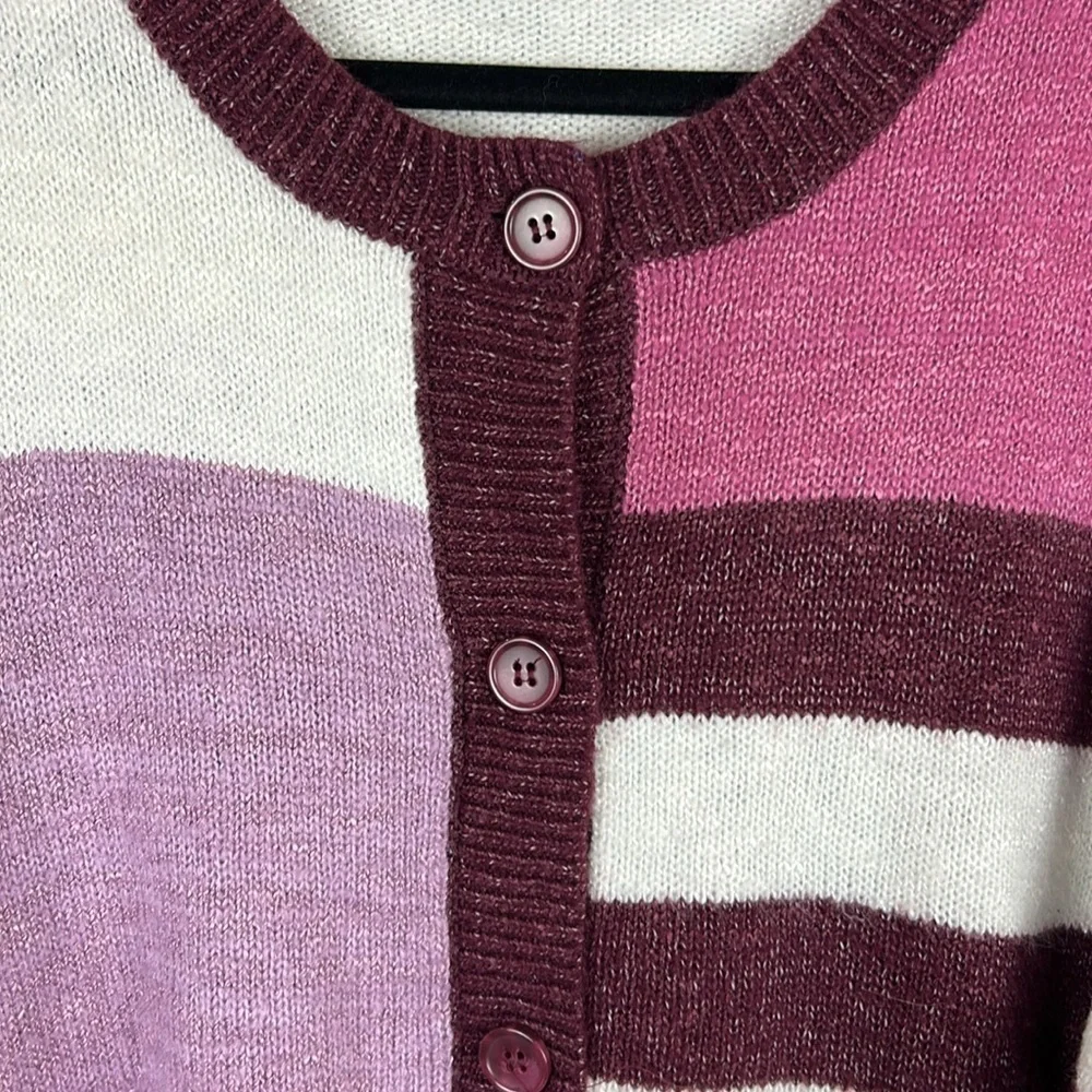 Lane Bryant Classic Button Front Cardigan Sweater Size 18/20 Maroon Colourblock - Picture 6 of 11
